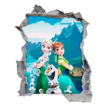 Vinilos disney anna y elsa frozen agujero pared 3d